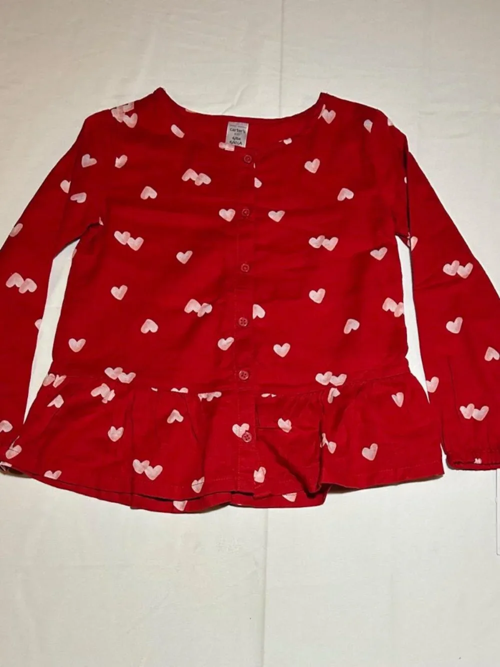 Carter's Girls Size 6 2 Piece Outfit Red Top with Hearts and Jeggings NWT